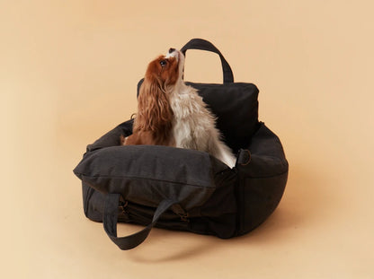 BUGGY MOKKO Car seat for dogs made of faux leather and furniture velour for miniature and small dogs / Dog carrier bag / Waterproof / Premium