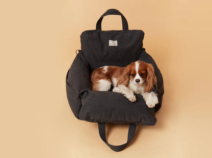 BUGGY MOKKO Car seat for dogs made of faux leather and furniture velour for miniature and small dogs / Dog carrier bag / Waterproof / Premium