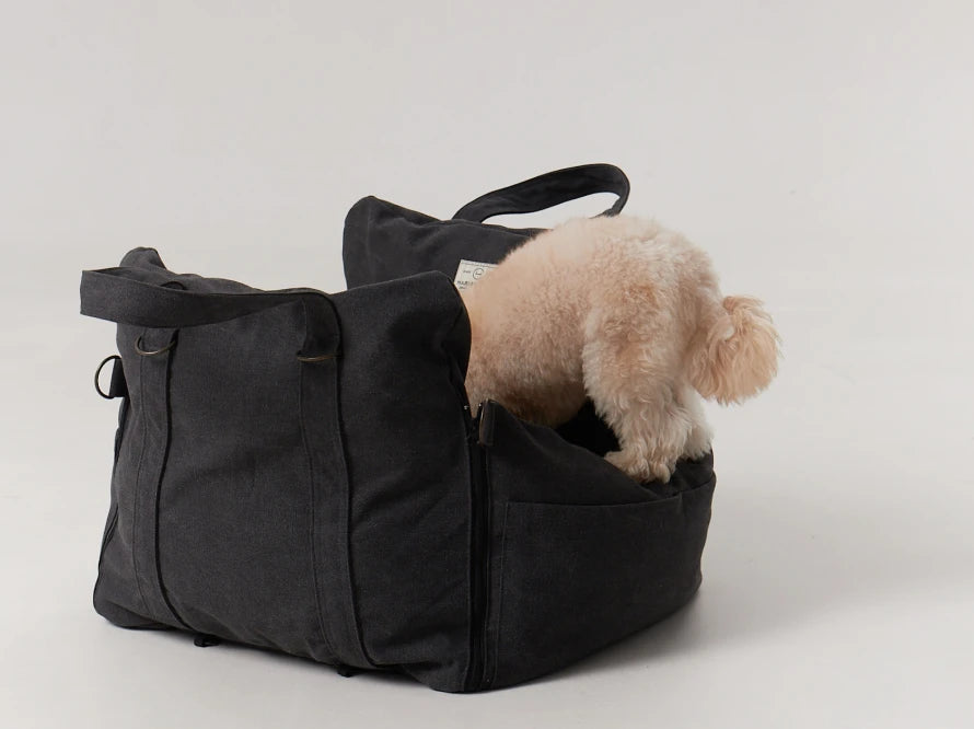 BUGGY MOKKO Car seat for dogs made of faux leather and furniture velour for miniature and small dogs / Dog carrier bag / Waterproof / Premium