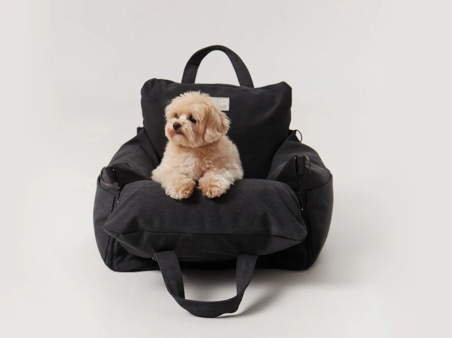 BUGGY MOKKO Car seat for dogs made of faux leather and furniture velour for miniature and small dogs / Dog carrier bag / Waterproof / Premium