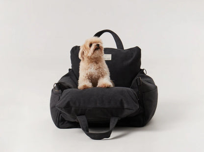 BUGGY MOKKO Car seat for dogs made of faux leather and furniture velour for miniature and small dogs / Dog carrier bag / Waterproof / Premium
