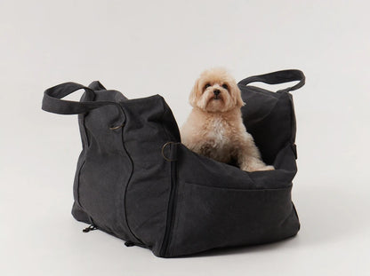 BUGGY MOKKO Car seat for dogs made of faux leather and furniture velour for miniature and small dogs / Dog carrier bag / Waterproof / Premium