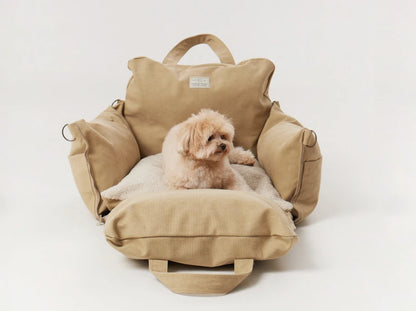 BUGGY MOKKO Car seat for dogs made of faux leather and furniture velour for miniature and small dogs / Dog carrier bag / Waterproof / Premium