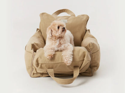 BUGGY MOKKO Car seat for dogs made of faux leather and furniture velour for miniature and small dogs / Dog carrier bag / Waterproof / Premium