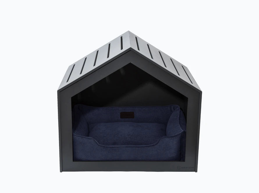 Hundehütte Shelter Grau + Velvet#Deep Ocean