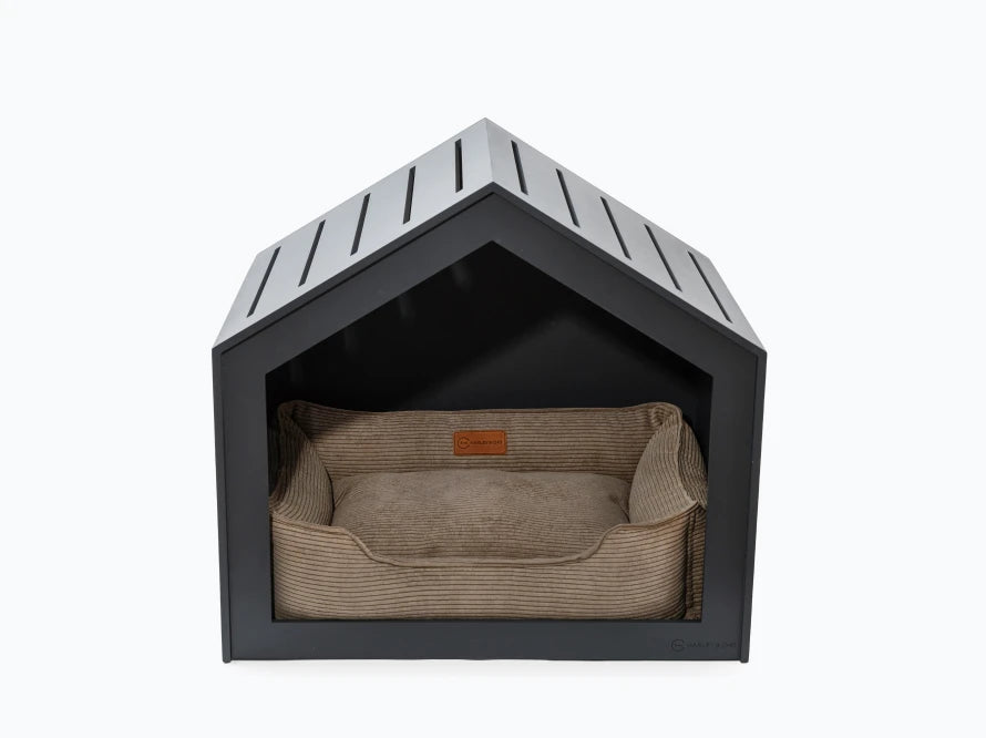 Hundehütte Shelter Grau + Velvet#Beige