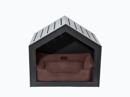 Hundehütte Shelter Grau + Velvet#Braun