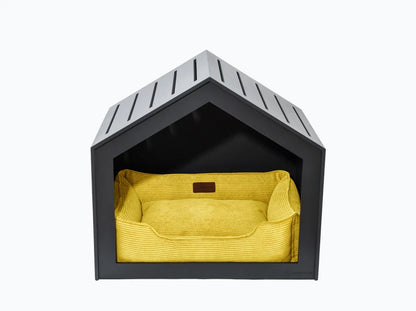 Hundehütte Shelter Grau + Velvet#Gelb
