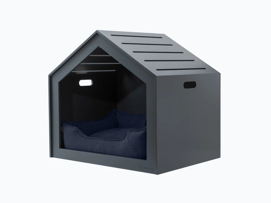 Hundehütte Shelter Grau + Velvet#Deep Ocean