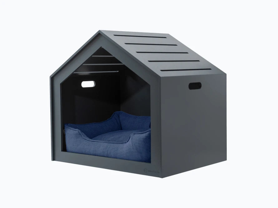 Hundehütte Shelter Grau + Velvet#Blau