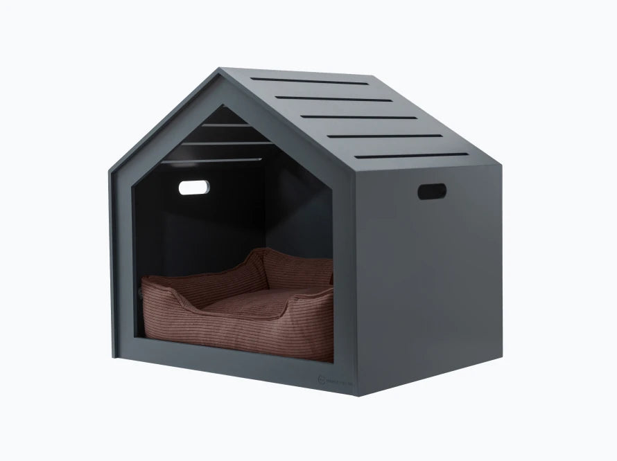 Hundehütte Shelter Grau + Velvet#Braun