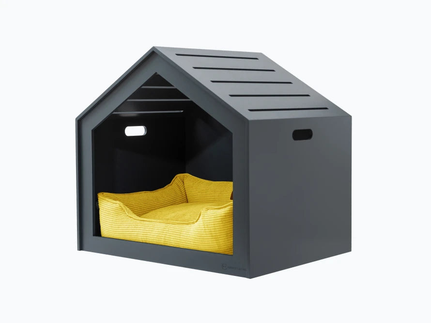 Hundehütte Shelter Grau + Velvet#Gelb