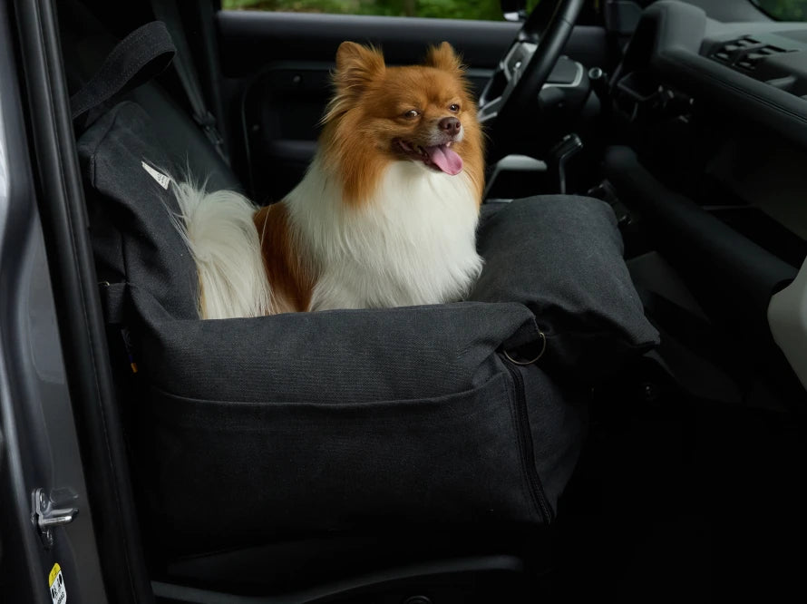 BUGGY MOKKO Car seat for dogs made of faux leather and furniture velour for miniature and small dogs / Dog carrier bag / Waterproof / Premium