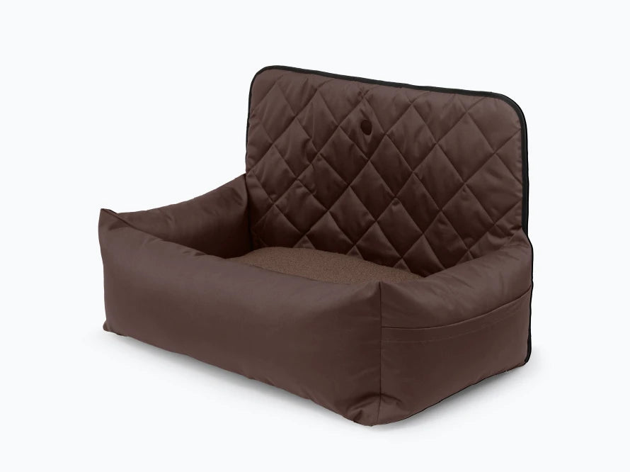BUGGY MOKKO Car seat for dogs made of faux leather and furniture velour for miniature and small dogs / Dog carrier bag / Waterproof / Premium