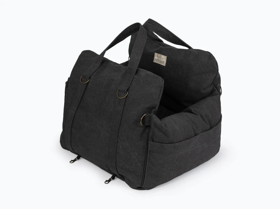 BUGGY MOKKO Car seat for dogs made of faux leather and furniture velour for miniature and small dogs / Dog carrier bag / Waterproof / Premium